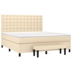 vidaXL Sommier à lattes de lit avec matelas Crème 160x200 cm Tissu