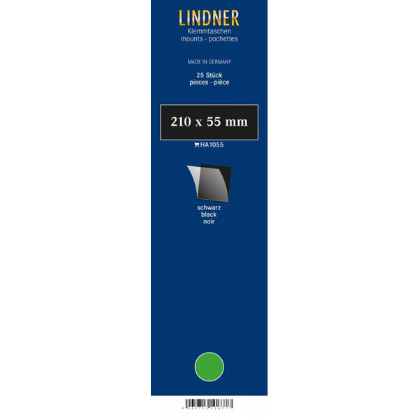 Bandes simple soudure 210 x 55 mm pour timbres-poste. Fond - Noir