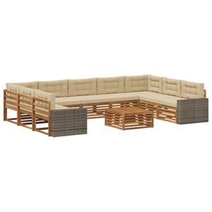 vidaXL Ensemble de canapés d'extérieur 10 Pièces Naturel et Beige