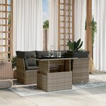 vidaXL Salon de jardin 5 Pièces avec coussins gris résine tressée