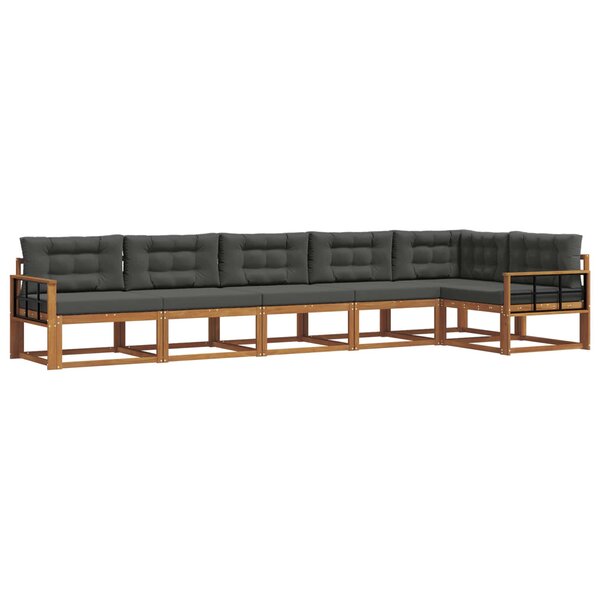 vidaXL Ensemble de canapés d'extérieur 6 pc Naturel et Anthracite