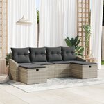 vidaXL Ensemble de canapé de jardin 6 pièces avec coussins gris clair en poly rotin