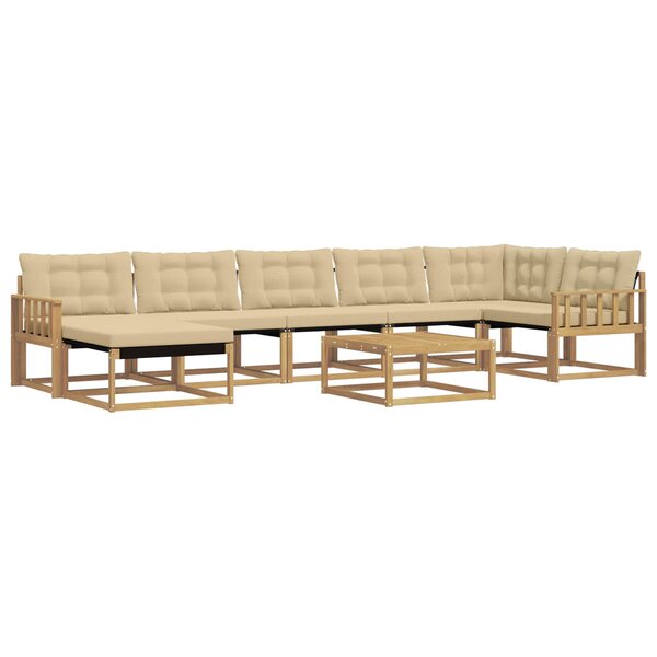 vidaXL Ensemble de canapés d'extérieur 8 pc Blanc et Beige
