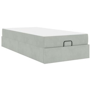 vidaXL Cadre de lit avec matelas Gris clair 90 x 190 cm Velours