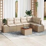 vidaXL Ensemble de canapé de jardin 6 Pièces Beige et blanc