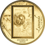 Monnaie STUDIES OF FETUS Da Vinci 1/200 Oz Or 5000 Francs Gabon