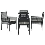 vidaXL Ensemble de Salle à Manger de Jardin 5 Pièces Noir en Poly Rattan