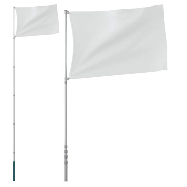 vidaXL Mât de drapeau télescopique Argenté 5 5 m Aluminium