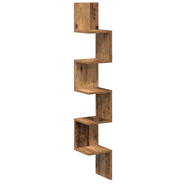 vidaXL Étagère d'angle murale vieux bois 20x20x127 5 cm