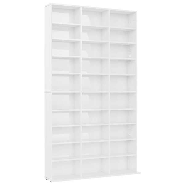 vidaXL Armoire à CD Blanc brillant 102x16x177 5 cm Bois d'ingénierie