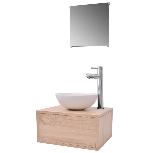 vidaXL Meuble de salle de bain 4 Pièces avec lavabo et robinet Beige