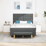vidaXL Lit à ressorts avec coussin Gris foncé 200 x 140 cm tissu
