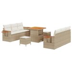 vidaXL Ensemble de canapé de jardin avec coussin 9 Pièces beige et crème