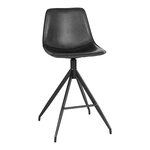 Chaise de comptoir en cuir synthétique noir avec pieds noirs