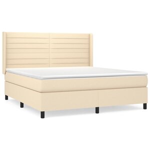 vidaXL Sommier à lattes de lit avec matelas Crème 180x200 cm Tissu