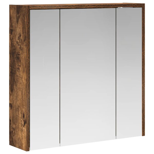 vidaXL Armoire Miroir de Salle de Bain Chêne fumé 63 5 x 16 x 62 5 cm