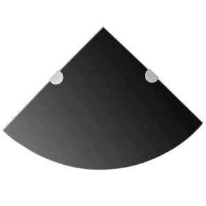 vidaXL Étagère de coin avec supports chromés Verre Noir 35 x 35 cm