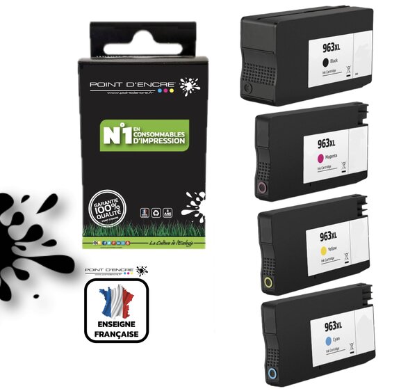 963XL - Pack de 4 Cartouches D'encre Noir/Cyan/Magenta/ Jaune - Grande capacité