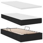 vidaXL Lit avec rangement et LED avec matelas Noir 90 x 190 cm tissu