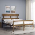 vidaXL Lit pour personne âgée sans matelas marron miel bois massif