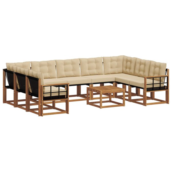 vidaXL Ensemble de canapés d'extérieur 10 pc Naturel et Beige