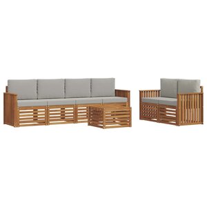 vidaXL Ensemble de canapés d'extérieur 7 pc Gris Naturel et Clair