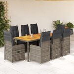 vidaXL Ensemble de bistro de jardin 9 Pièces coussins gris poly rotin