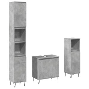 vidaXL Ensemble de meubles de salle de bain 3 Pièces gris béton