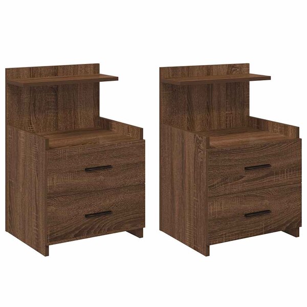 vidaXL Tables de chevet 2 pièces avec 2 tiroirs Chêne brun 40 x 36 5 x 62 cm