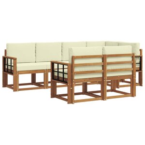 vidaXL Ensemble de canapés d'extérieur 7 pc Naturel et Crème