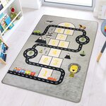 Tapis enfant Circuit de voiture 120 x 160 cm - Gris