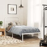 vidaXL Cadre de lit métal sans matelas avec tête de lit blanc 90x190cm