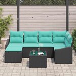 vidaXL Ensemble de Canapés avec coussin 7 Pièces Noir polyrotin