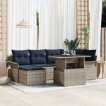 vidaXL Ensemble de canapé de jardin 7 Pièces Gris Poly Rattan