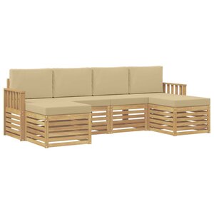 vidaXL Ensemble de canapés d'extérieur 5 pc Blanc et Beige Polyester