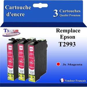T3AZUR - 3x Cartouches compatibles avec Epson T2993 (série Kiwi) - Magenta