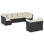 vidaXL Salon de jardin 9 Pièces avec coussins noir résine tressée