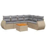 vidaXL Salon de jardin avec coussins 7 Pièces beige résine tressée