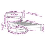 vidaXL Lit bibliothèque sans matelas 75x190 cm bois de pin massif