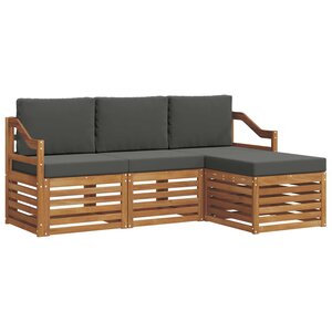 vidaXL Ensemble de canapés d'extérieur 4 pc Naturel et Anthracite