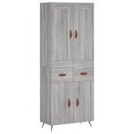 vidaXL Buffet haut Sonoma gris 69 5x34x180 cm Bois d'ingénierie