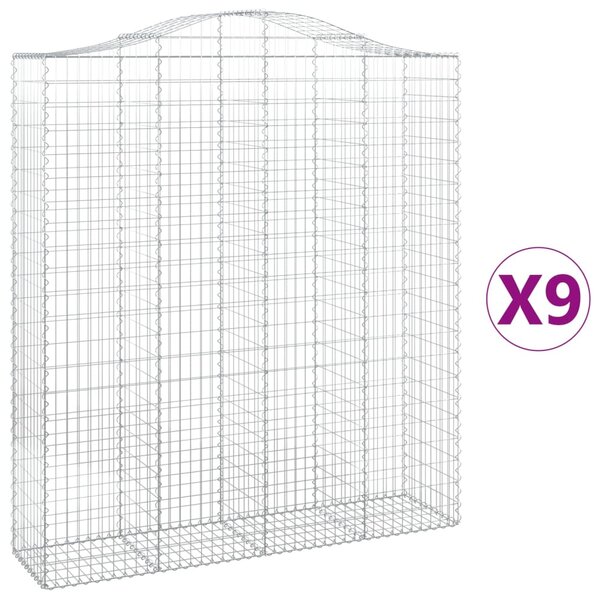vidaXL Paniers à gabions arqués 9 Pièces 200x50x220/240 cm Fer galvanisé