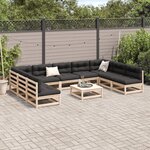 vidaXL Salon de jardin 10 Pièces avec coussins bois de pin massif