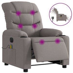 vidaXL Fauteuil de massage inclinable électrique Taupe Tissu