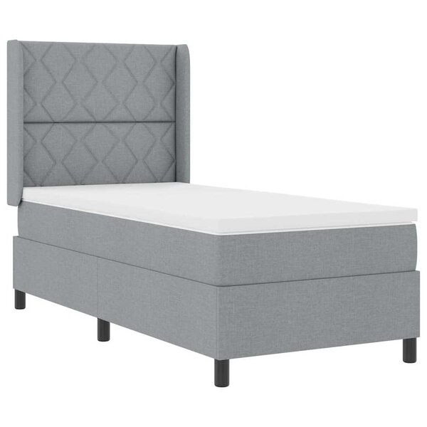 vidaXL Lit ressort avec matelas et LEDs gris clair 90x200 cm en tissu.
