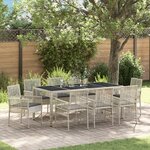 Ensemble de salle à manger de jardin 9 pièces vidaXL en poly rattan gris clair