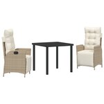 vidaXL Ensemble de Salle à Manger de Jardin de 3 Pièces Beige en Rattan Poly