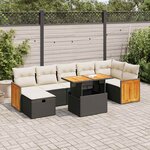 vidaXL Salon de jardin 5 Pièces avec coussins noir résine tressée