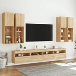 vidaXL Ensemble de meubles TV muraux 7Pièces et lumières LED chêne sonoma
