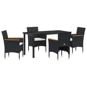 vidaXL Ensemble de salle à manger pour jardin 5 Pièces Noir polyrotin